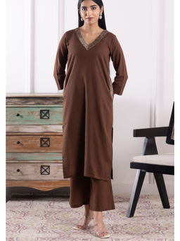 SUI KALA - Valentina Brown Linen Kurta Set
