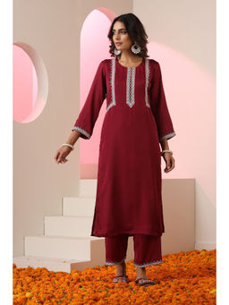 SUI KALA - Sabina Maroon Embroidered Kurta Set