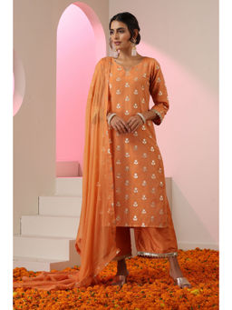 SUI KALA - Lubna Orange Chanderi Kurta Set with Dupatta