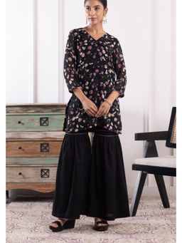 SUI KALA - Phoenix Black Georgette Kurta and Gharara Set