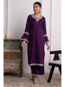 SUI KALA - Carissa Purple Embroidered Cotton Kurta Set