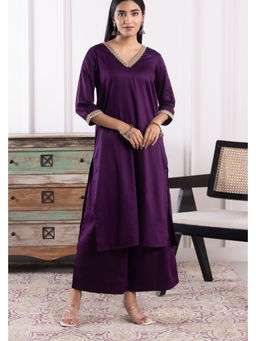 SUI KALA - Betty Purple Cotton Plain Kurta Set