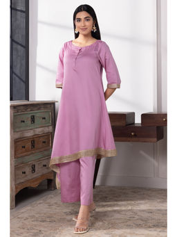 SUI KALA - Emma Lavender Cotton Asymmetric Kurta Set
