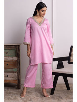 SUI KALA - Catherine Pink Embroidered Cotton Kurta Set