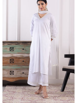 SUI KALA - Valencia White Cotton Kurta Set with Dupatta