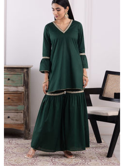 SUI KALA - Olivia Green Mulmul Gharara Set