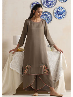 SUI KALA - Georgia Olive Embroidered Kurta Set
