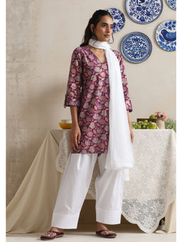 SUI KALA - Maeve Purple Floral Kurta Set with Dupatta