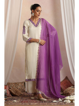 SUI KALA - Roshini Cream Embroidered Kurta Set with Dupatta