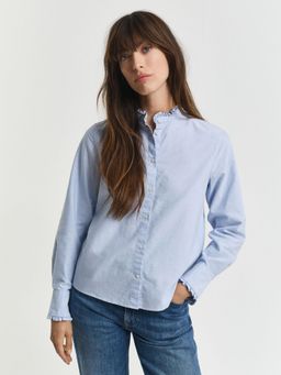 GANT - Women Solid Ruffle Stand Collar Regular Fit Shirt