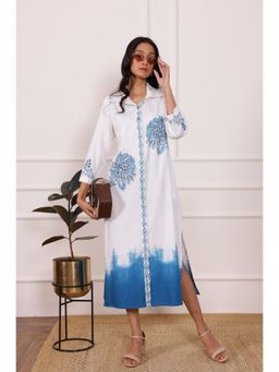 Zolo Label - Blue Embroidered Cotton Midi Dress