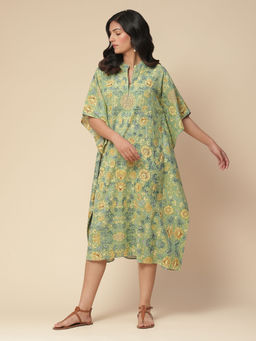 Aarke Ritu Kumar - Green Printed Kaftan