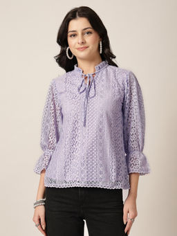 Style Quotient - Women Lavender Lace Top