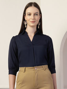 Style Quotient - Women Navy Formal Top