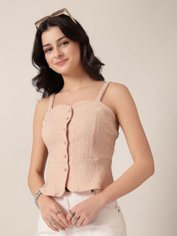 Style Quotient - Women Peach Sleeveless Top