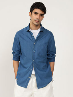 Andamen - Men Cotton Twill Blue Regular Fit Shirt