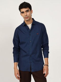 Andamen - Men Cotton Twill Indigo Slim Fit Shirt