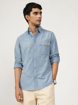 Andamen - Men Placement Wash Effect Indigo Regular Fit Shirt