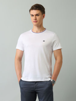Arrow Sports - Textured White Half Sleeves Crew Neck T-Shirt