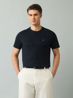 Arrow Sports - Textured Blue Half Sleeves Crew Neck T-Shirt