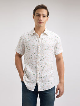 Pepe Jeans - Men White Floral Print Short Sleeve Shirt