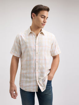 Pepe Jeans - Men Beige Check Short Sleeve Shirt