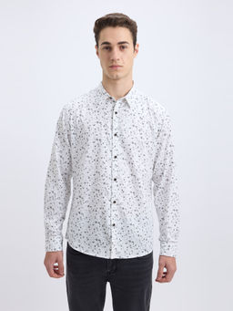 Pepe Jeans - Men White All Over Minimal Print Full Sleeve Shirt