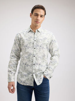 Pepe Jeans - Men White Floral Print Full Sleeve Shirt