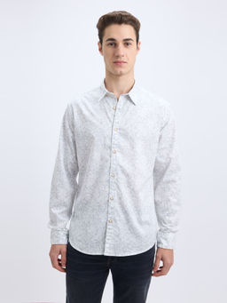 Pepe Jeans - Men White Floral Print Full Sleeve Shirt