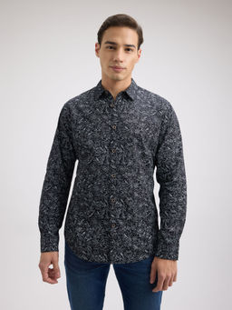 Pepe Jeans - Men Black Floral Print Full Sleeve Shirt