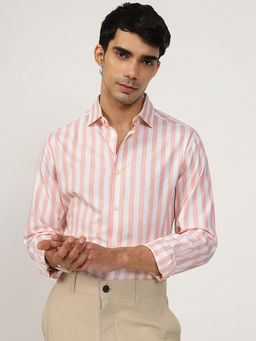 Andamen - Men Cotton Dobby Stripe Regular Fit Shirt