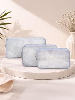 ESBEDA - Silver Luxespark Glitter Silicone Travel Organizer Pouch (Pack of 3) (M)