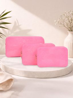 ESBEDA - Pink Luxespark Glitter Silicone Travel Organizer Pouch (Pack of 3) (M)