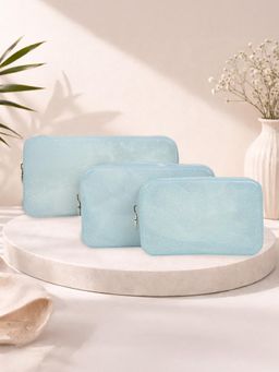 ESBEDA - Blue Luxespark Glitter Silicone Travel Organizer Pouch (Pack of 3) (M)