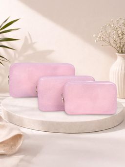 ESBEDA - Magenta Luxespark Glitter Silicone Travel Organizer Pouch (Pack of 3) (M)