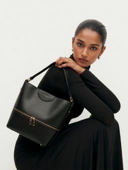Everpret - Vegan Leather Gold Accents Black Ophelia Handbag