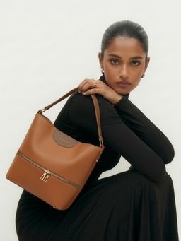 Everpret - Vegan Leather Gold Accents Brown Ophelia Handbag with Pouch