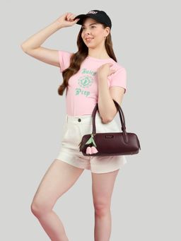 Juicy Couture - Womens Lineage Bloom Wine Baguette Handbag