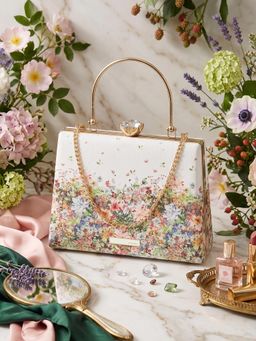 ESBEDA - White Fresh Bloom Printed Box Clutch (S)