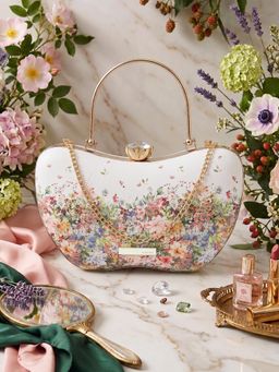 ESBEDA - Womens White Petal Blossom Curve Clutch (S)