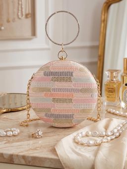 ESBEDA - Womens Blush Pastel Weave Clutch (S)