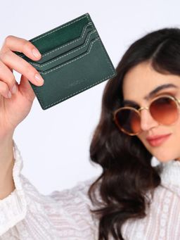 Sassora - Unisex Green Premium Patent Leather RFID Protected Card Holder (S)