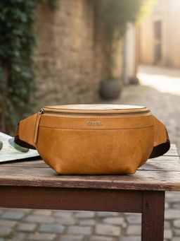 Sassora - Tan Genuine Leather with Adjustable Strap Waist Belt Bag (M)