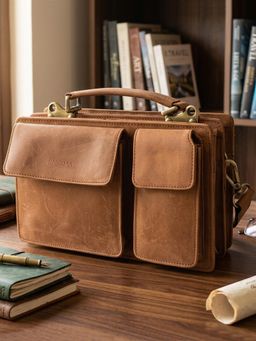 Sassora - Unisex Genuine Leather Travel, Office and Casual Use Small Messenger Bag (S)