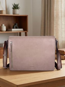 Sassora - Mens Brown Genuine Leather Office & Travel Fits 16.5 Inch Laptop Messenger Bag (L)