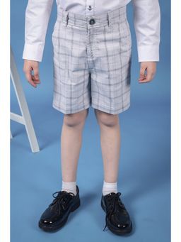 One Friday - Boys Cotton Grey Check Shorts with Side Pockets