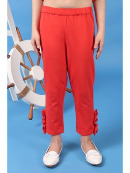 One Friday - Girls Red Cotton Leggings with Elasticated Waistbands