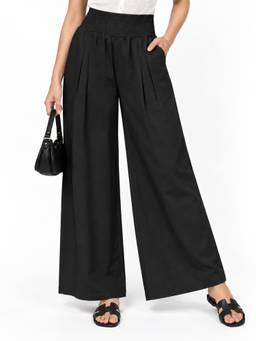 Tikhi Imli - Relaxed Fit Black Pure Cotton Smocking Pant