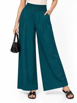 Tikhi Imli - Relaxed Fit Deep Teal Pure Cotton Smocking Pant