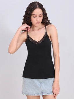 VERO MODA - Women Black Lace Detail Camisole Top